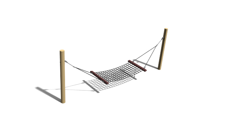 3D rendering af Gynge - hængekøje enkelt robinie h 1,6m