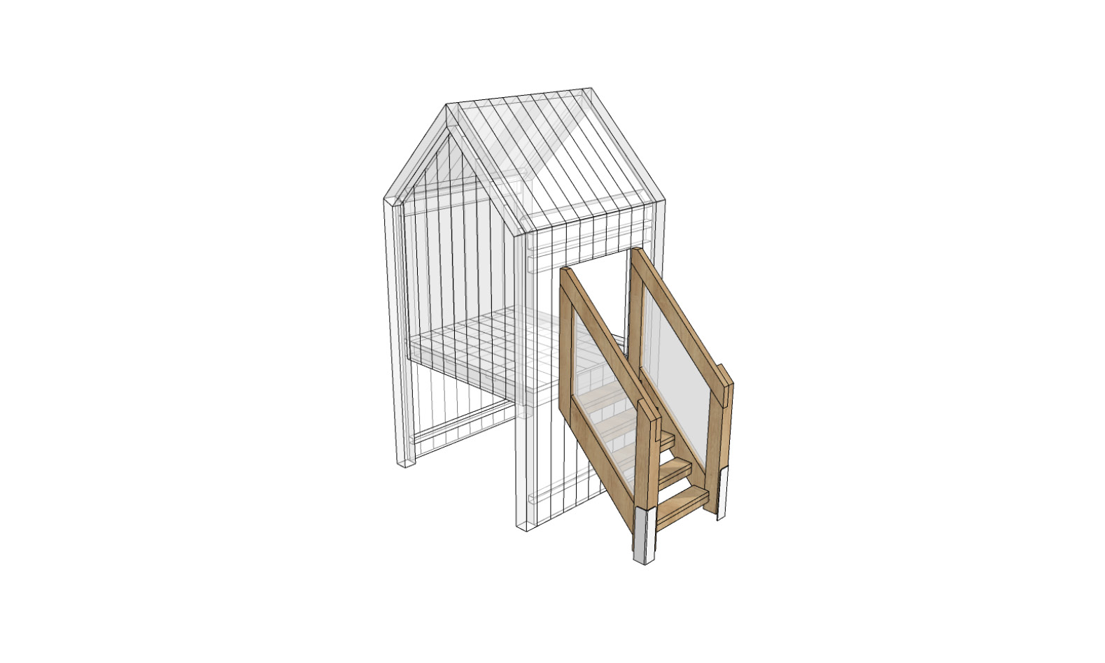 3D rendering af Legetårn - trappe smal Theodor
