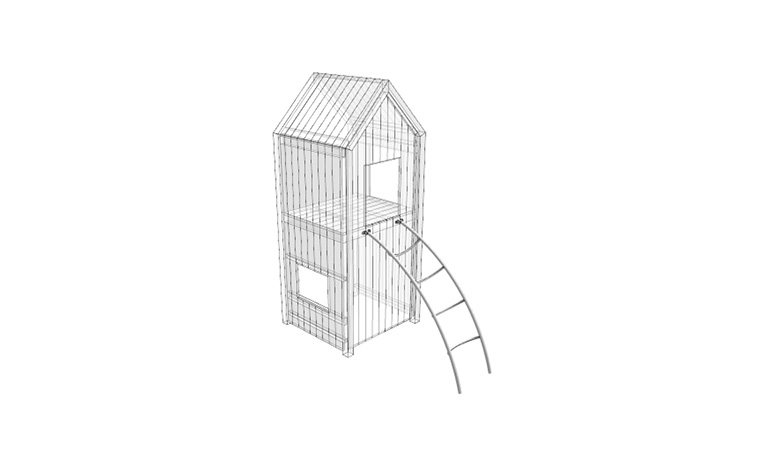 3D rendering af Legetårn - stige h 1,5m Theodor