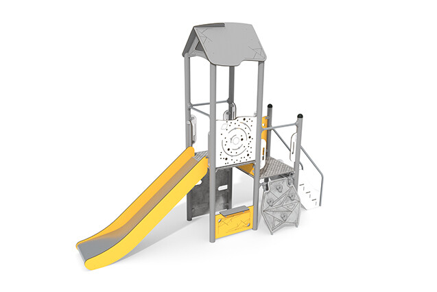 3D rendering af Legetårn - Active dobbelt tårn disk