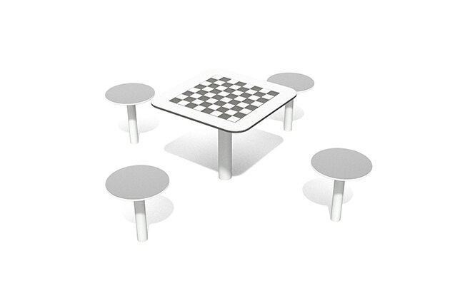 3D rendering af Udendørs spillebord til skak og dam