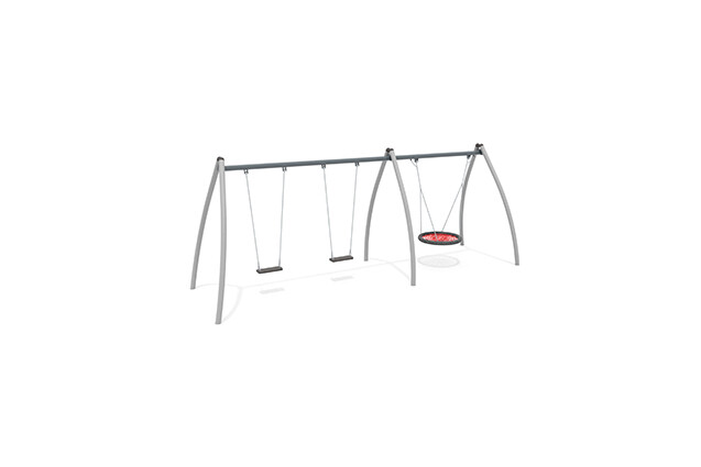 3D rendering af Gynge - Active 2 sæder og 1 fuglerede