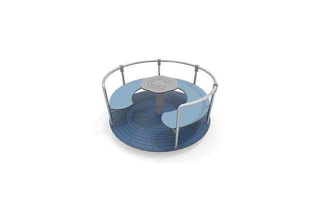 3D rendering af Karrusel - med bænk blå Ø150 cm