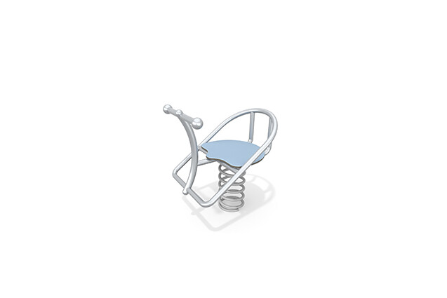 3D rendering af Vippe – fjedrevippe et sæde rustfri stål blå
