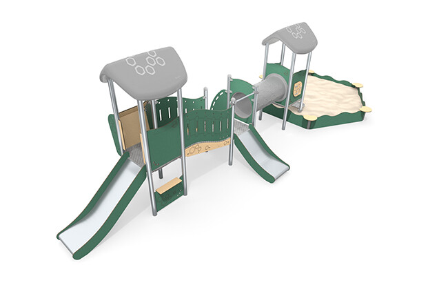 3D rendering af Legetårn - Mini tredobbelt tårn sandkasse
