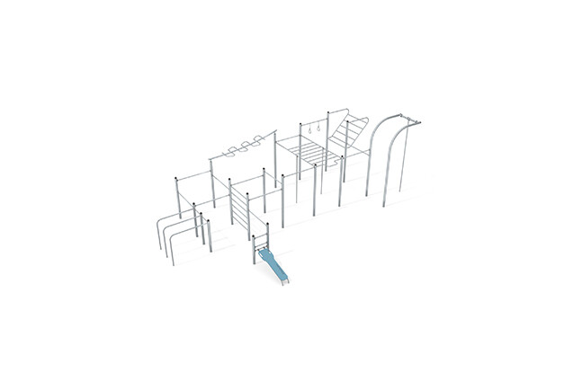 3D rendering af Fitness - Street Workout Inox multiredskab XL blå