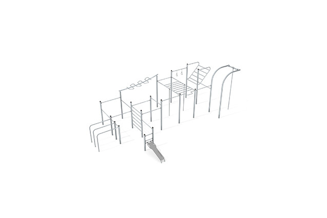 3D rendering af Fitness - Street Workout Inox multiredskab XL grå