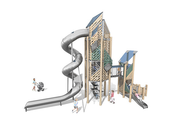 3D rendering af Legetårn - Mega Robinie 3