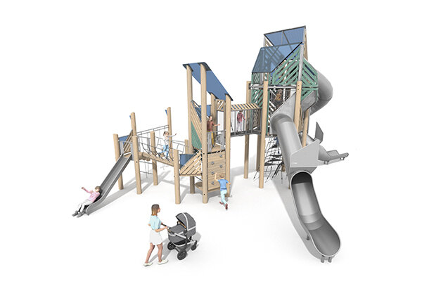 3D rendering af Legetårn - Mega Robinie 5