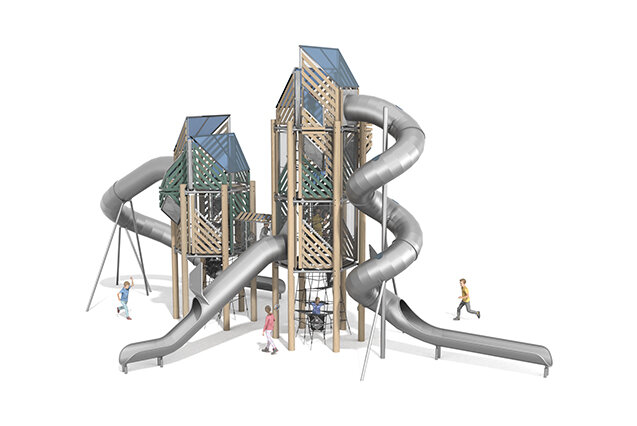 3D rendering af Legetårn - Mega Robinie 6