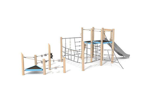 3D rendering af Legetårn - Robinia Scandic formet som et skib