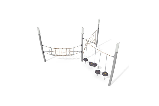 3D rendering af Junglebane - Acrobat forhindringsbane 2 grå/beige