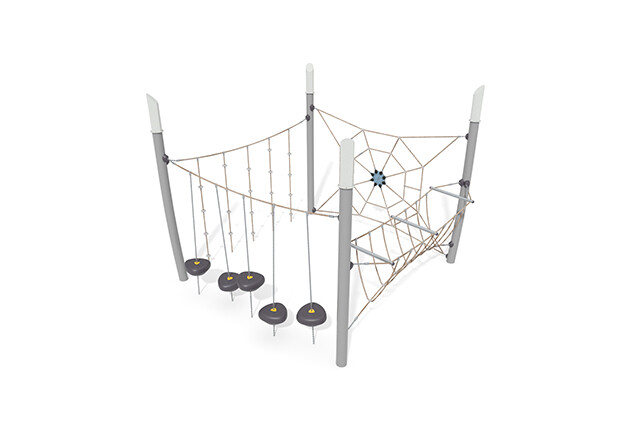 3D rendering af Junglebane - Acrobat forhindringsbane 3 grå/beige