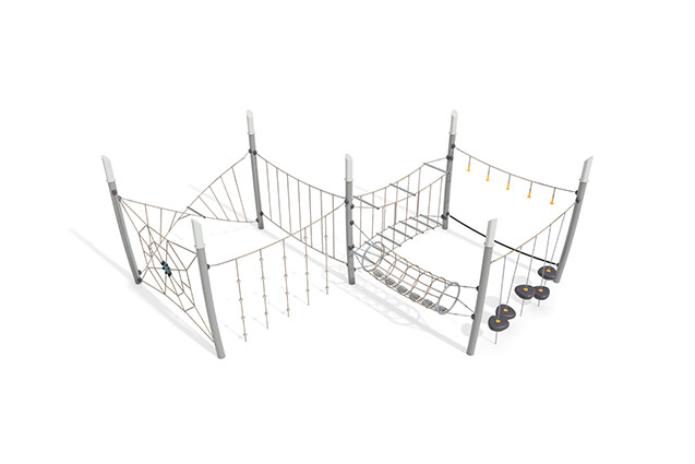 3D rendering af Junglebane - Acrobat forhindringsbane 6 grå/beige