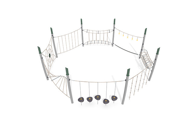 3D rendering af Junglebane - Acrobat forhindringsbane 7 grøn/beige