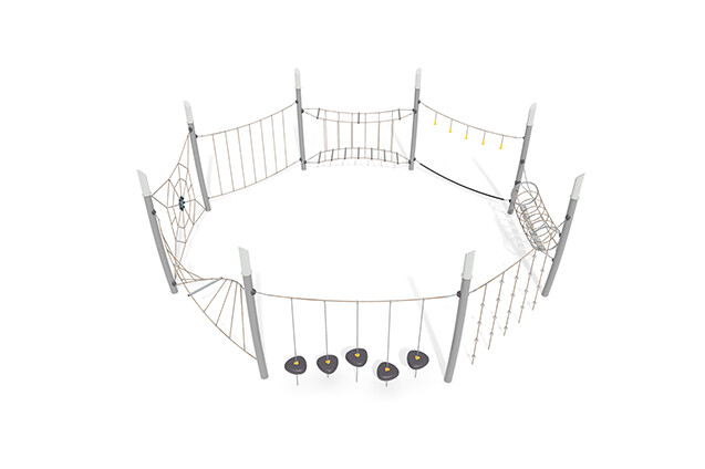 3D rendering af Junglebane - Acrobat forhindringsbane 7 grå/beige