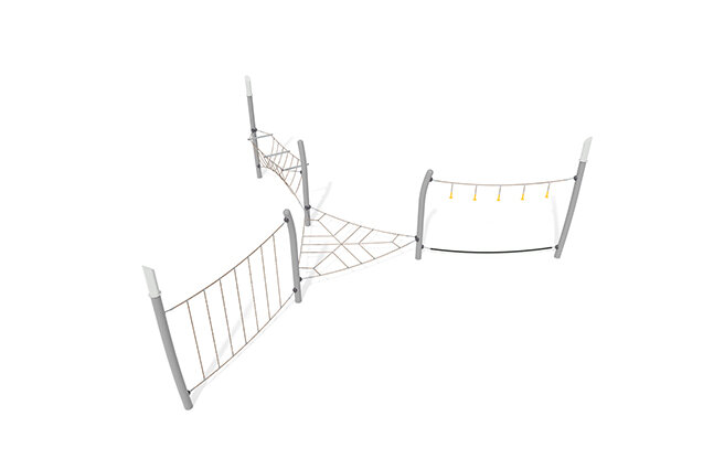 3D rendering af Junglebane - Acrobat forhindringsbane 8 grå/beige