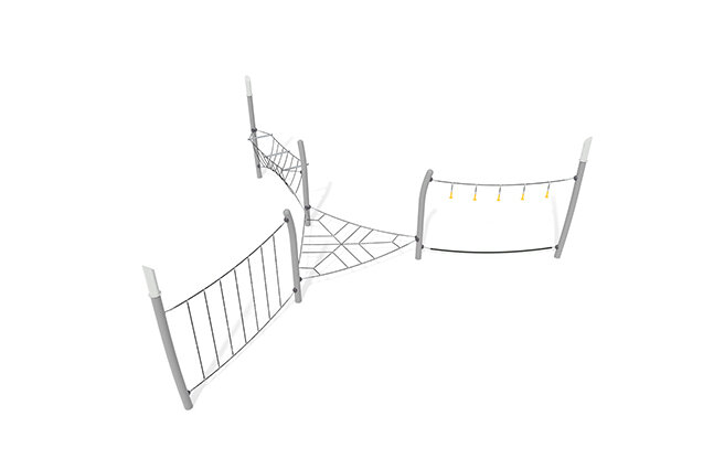 3D rendering af Junglebane - Acrobat forhindringsbane 8 grå/sort