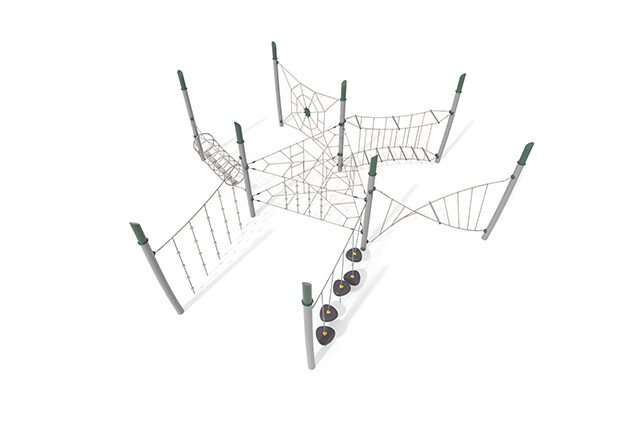 3D rendering af Junglebane - Acrobat forhindringsbane 9 grøn/beige
