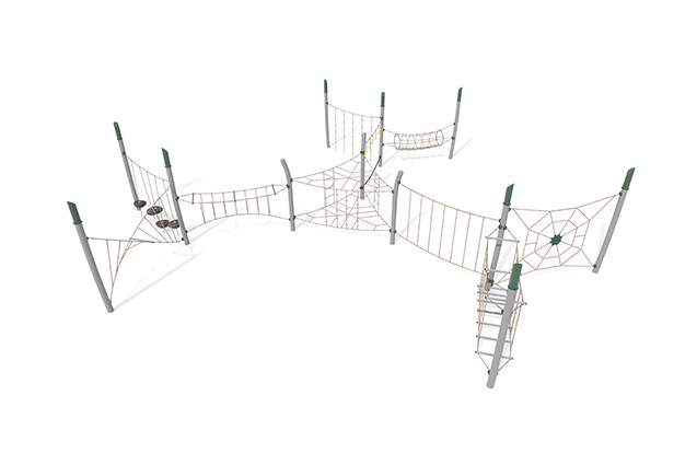 3D rendering af Junglebane - Acrobat forhindringsbane 10 grøn/beige