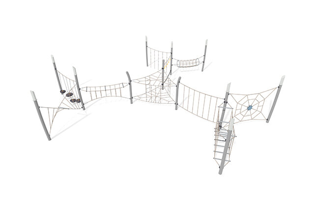 3D rendering af Junglebane - Acrobat forhindringsbane 10 grå/beige