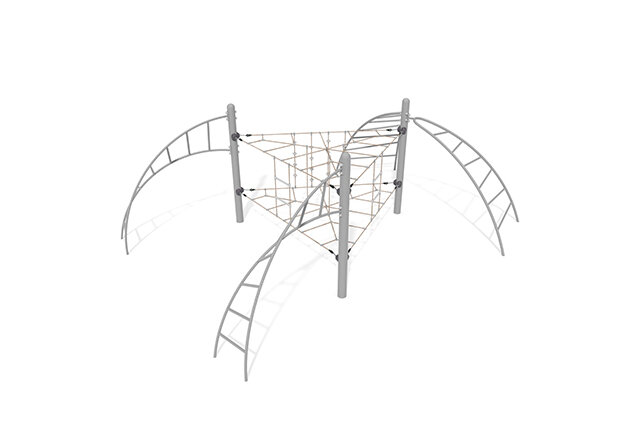 3D rendering af Klatrenet - Acrobat trekant grå/beige