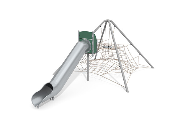 3D rendering af Klatrenet - Acrobat pyramide rutsjebane grøn/beige