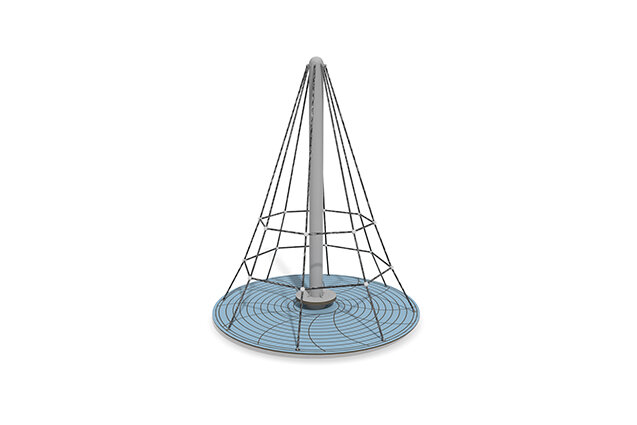 3D rendering af Klatrenet - Acrobat roterende pyramide blå/sort
