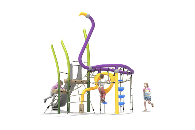 3D rendering af Klatreanlæg - Organiq flamingo