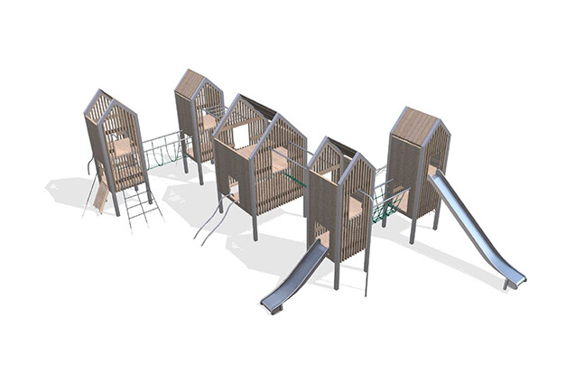 3D rendering af Legetårn - Arthur pakke 11