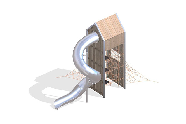 3D rendering af Legetårn - Arthur pakke 16
