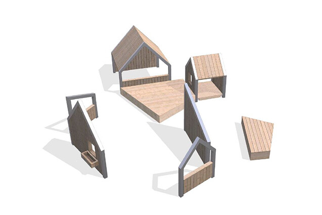 3D rendering af Legehus - Arthur pakke 25