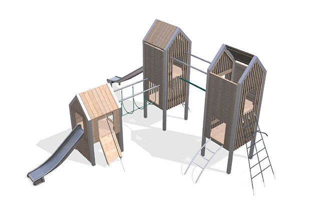 3D rendering af Legetårn - Arthur pakke 38