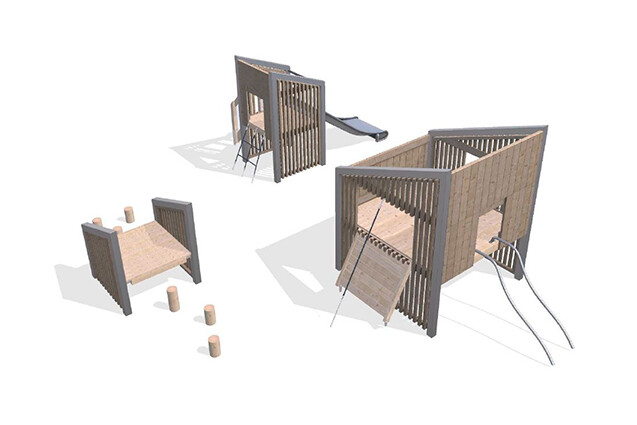 3D rendering af Legetårn - Arthur pakke 41