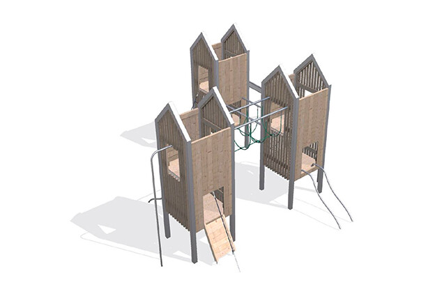 3D rendering af Legetårn - Arthur pakke 45