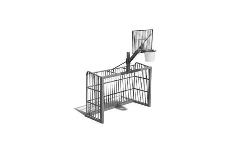 3D rendering af Fodboldmål - m basketkurv l 2,4 x h 1,6m
