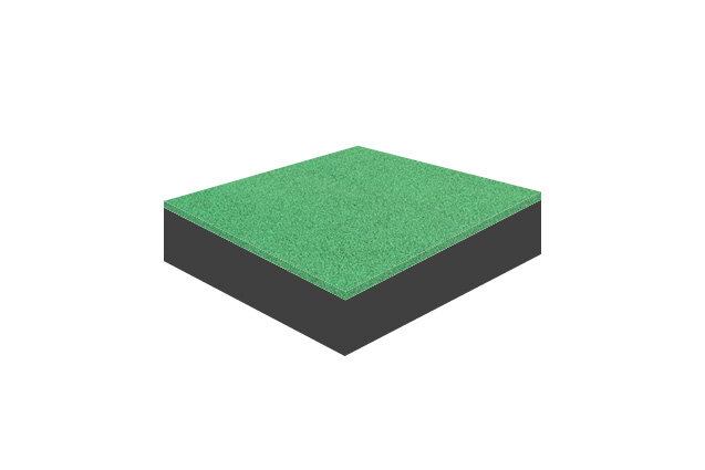 3D rendering af Faldunderlag - TPV helstøbt gummiunderlag fh 3 m