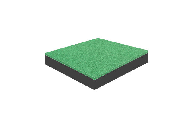 3D rendering af Faldunderlag - TPV helstøbt gummiunderlag fh 2,4 m
