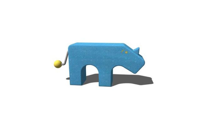 3D rendering af Legeskulptur - næsehorn m lyd