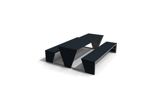 3D rendering af Udemøbler - Bella bænksæt overflademonteret