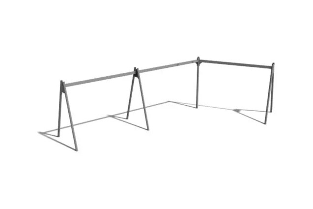 3D rendering af Gynge - stativ vinklet stål 4 sæder h 2,4m