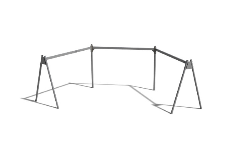 3D rendering af Gynge - stativ halvcirklet stål 3 sæder  h 2,4m