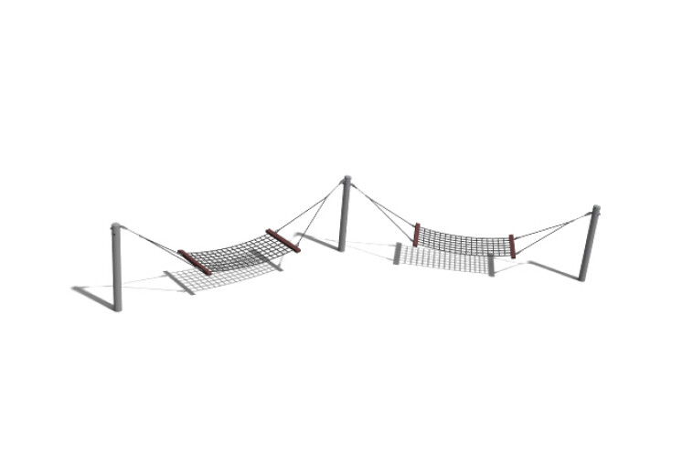 3D rendering af Gynge - hængekøje dobbelt stål h 1,6m