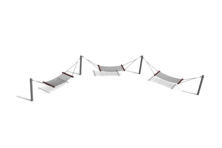 3D rendering af Gynge - hængekøje tredobbelt stål h 1,6m