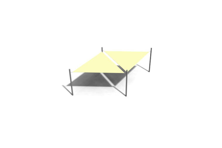 3D rendering af Solsejl - 2 trekanter stål
