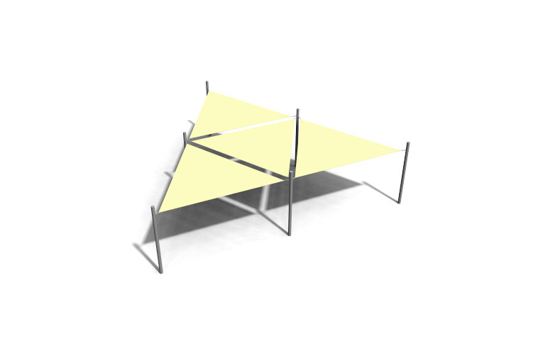 3D rendering af Solsejl - 4 trekanter stål