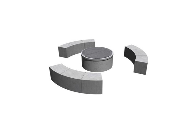 3D rendering af Bålsted - m siddepladser beton