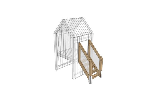 3D rendering af Legetårn - trappe smal Theodor