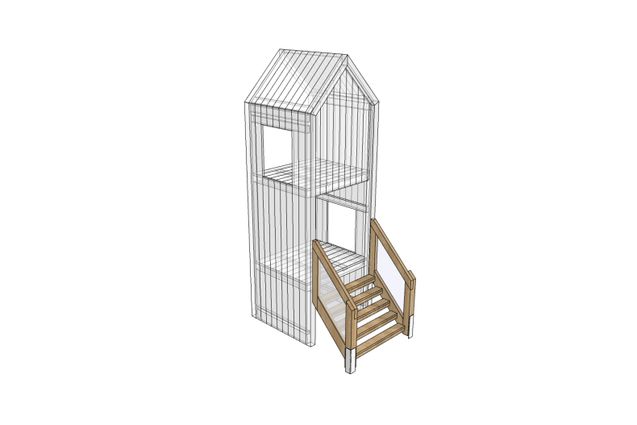 3D rendering af Legetårn - trappe bred Theodor