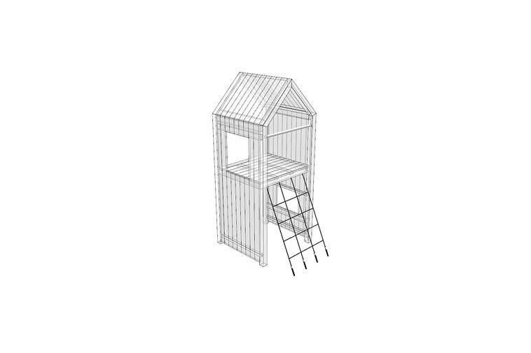 3D rendering af Legetårn - rebstige bred h 1,5m Theodor